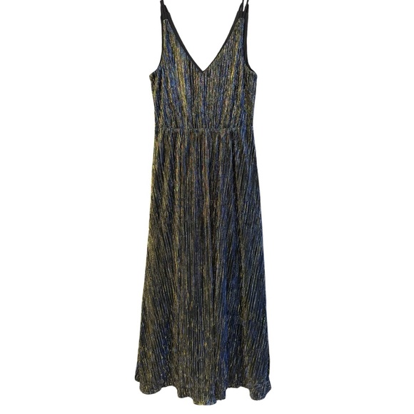 Sam Edelman Metallic Pleated Holiday Dress | Size 4 - Picture 1 of 5